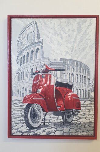 Red Vespa in Rome van Greta Stoytcheva, Schilderij te koop op Singulart