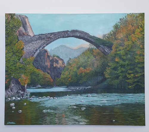 The Stonearch Bridge of Konitsa van Greta Stoytcheva, Schilderij te koop op Singulart
