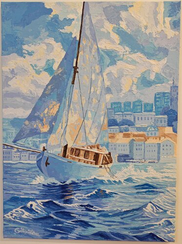 Blue Boat van Greta Stoytcheva, Schilderij te koop op Singulart