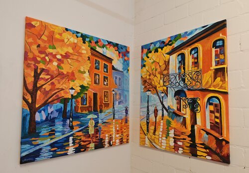 Night in Milano (Diptych) van Greta Stoytcheva, Schilderij te koop op Singulart