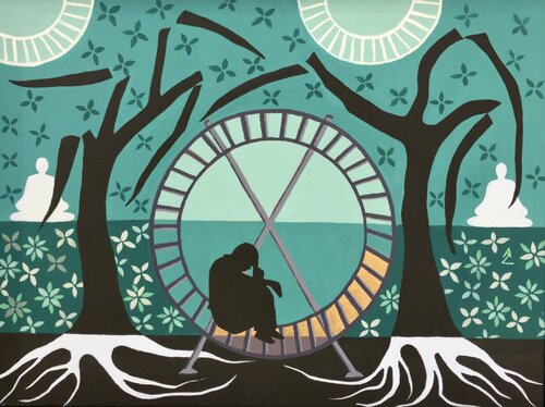 Waiting room di Anette Zeltner, Pittura in vendita su Singulart