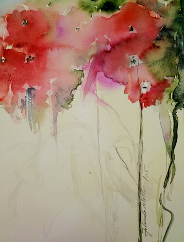 Tanz der Farben und des Flusses di Jolanda Walther, Pittura in vendita su Singulart