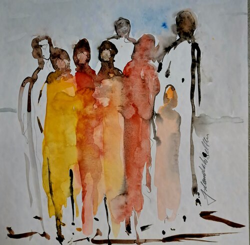 Menschen Abstract van Jolanda Walther, Schilderij te koop op Singulart