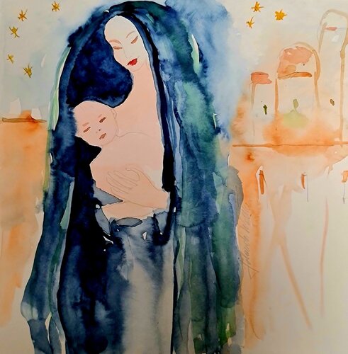 Maria mit Kind by Jolanda Walther, Painting for Sale on Singulart
