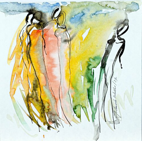 Menschen in der Natur di Jolanda Walther, Pittura in vendita su Singulart