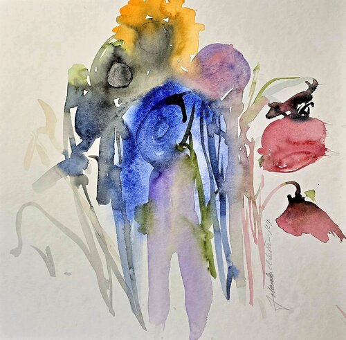 Abstrakte Blumen 2 von Jolanda Walther, Malerei kaufen auf Singulart