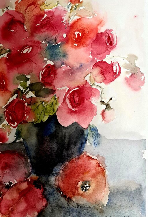 Stillleben Rosen und Äpfel Jolanda Walther