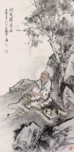 Arhat Subdues the Tiger by Nova Shah, 회화 for Sale on Singulart