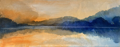 Crépuscule d'été sur le lac di Magalie Ors, Pittura in vendita su Singulart