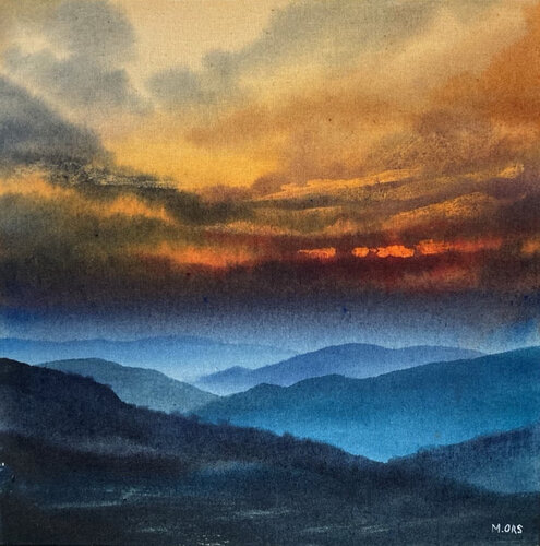Crépuscule dans les Vosges van Magalie Ors, Schilderij te koop op Singulart