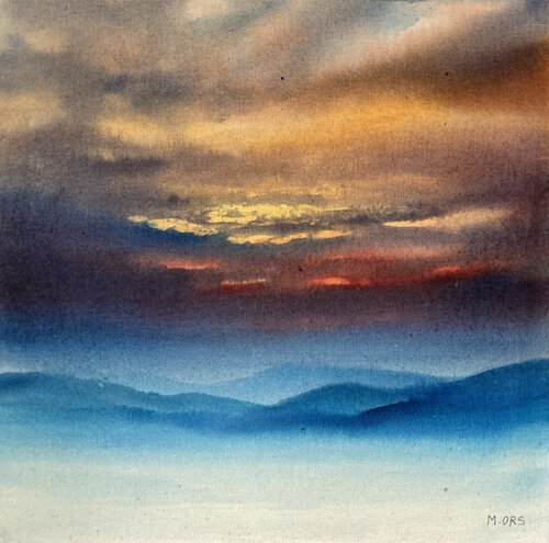 Crépuscule dans les Vosges van Magalie Ors, Schilderij te koop op Singulart