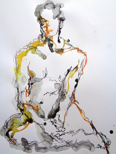 C_42x30_201"Contours d’une présence" by Chantal de Grasse des Princes d'Antibes, Drawing for Sale on Singulart