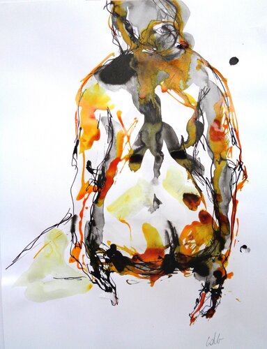 C_42x30_230 "Poids du silence" par Chantal de Grasse des Princes d'Antibes, Dessin en vente sur Singulart