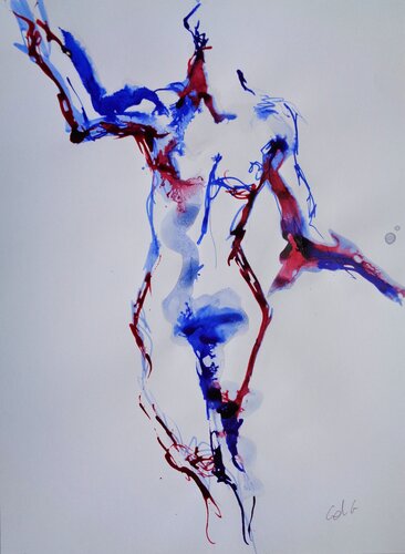C_42x30_302 "Danse des Contrastes" par Chantal de Grasse des Princes d'Antibes, Dessin en vente sur Singulart
