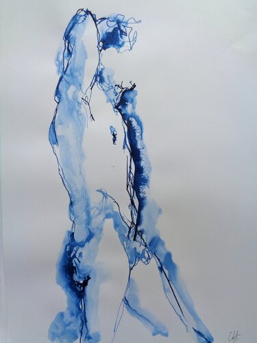 C_42x30_150 "Élan Bleu" von Chantal de Grasse des Princes d'Antibes, Zeichnungen kaufen auf Singulart