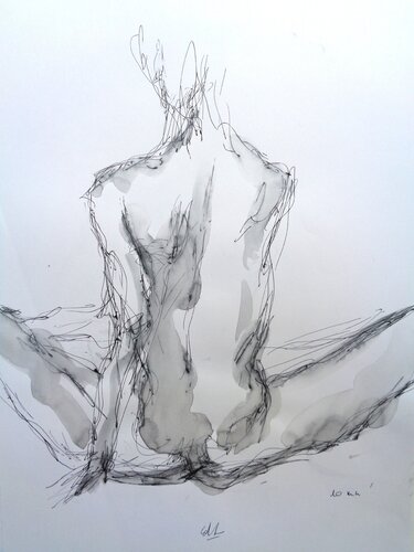 C_42x30_111 "Contour d’une solitude" by Chantal de Grasse des Princes d'Antibes, Drawing for Sale on Singulart