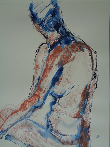 C_60x42_6 "Présence inclinée" van Chantal de Grasse des Princes d'Antibes, Tekening te koop op Singulart