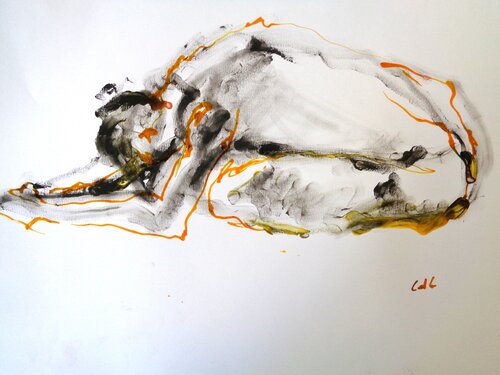 C_42x30_485 "Repos en soi / Resting Inward" par Chantal de Grasse des Princes d'Antibes, Dessin en vente sur Singulart
