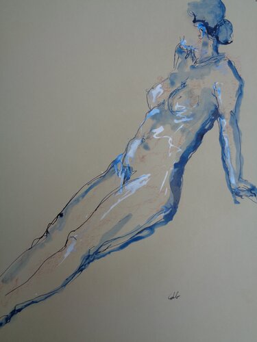 C_60x42_9 "Ouverture calme / Quiet Opening" van Chantal de Grasse des Princes d'Antibes, Werk op papier te koop op Singulart