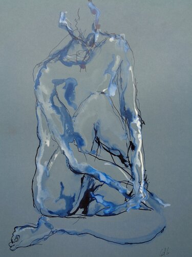 C_42x30_518 "Songe bleu" van Chantal de Grasse des Princes d'Antibes, Werk op papier te koop op Singulart
