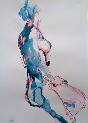 C_ 42x30_ 257 "En suspens" von Chantal de Grasse des Princes d'Antibes, Werk auf Papier kaufen auf Singulart