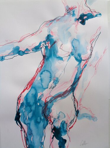 C_ 42x30_ 258 " Présence mouvante" par Chantal de Grasse des Princes d'Antibes, Œuvre sur papier en vente sur Singulart