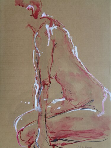 C_42x30_361 "À genoux, en silence" by Chantal de Grasse des Princes d'Antibes, Work on Paper for Sale on Singulart