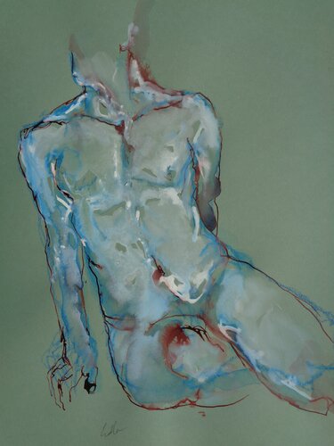 C_42x30_520 "Abandon bleu" van Chantal de Grasse des Princes d'Antibes, Werk op papier te koop op Singulart