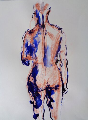 C_42x30_525 "Dos à la lumière" by Chantal de Grasse des Princes d'Antibes, Work on Paper for Sale on Singulart