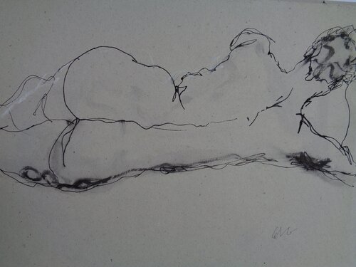 C_42x30_505 "Repos" by Chantal de Grasse des Princes d'Antibes, Work on Paper for Sale on Singulart