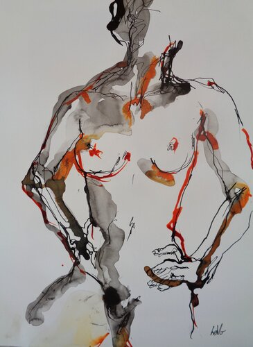 C_42x30_595 "Traversée ardente" de Chantal de Grasse des Princes d'Antibes, Obra en papel a la venta en Singulart