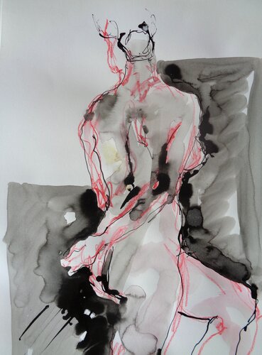 C_42x30_600 "Entre ombre et chair" par Chantal de Grasse des Princes d'Antibes, Œuvre sur papier en vente sur Singulart