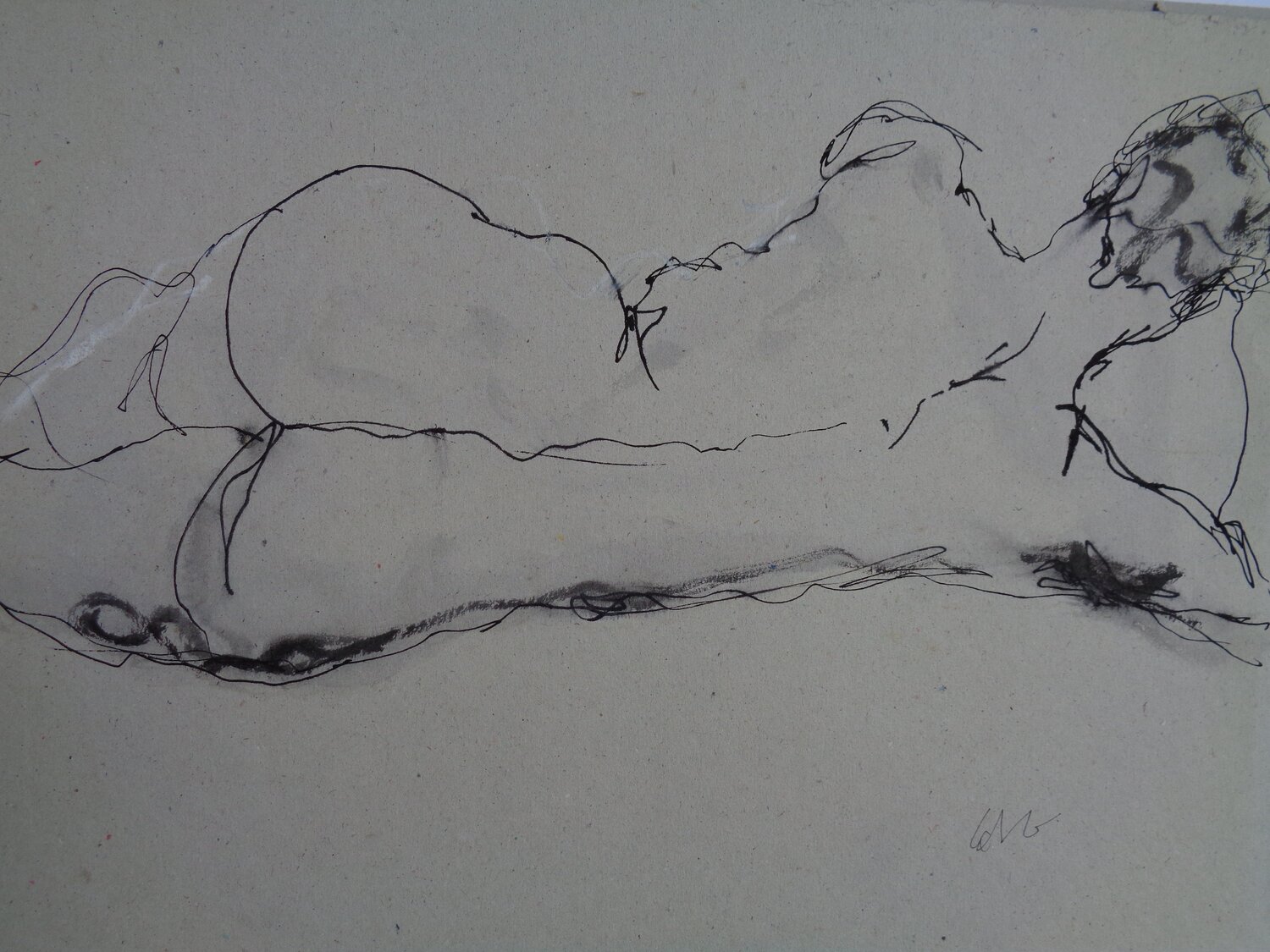 C_42x30_505 "Repos" Chantal de Grasse des Princes d'Antibes Werk auf Papier zu verkaufen