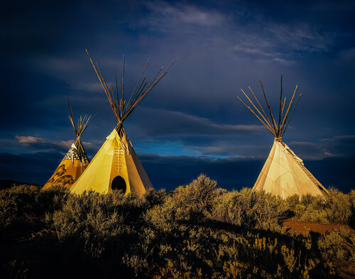 Three Teepees or Tipis, Taos, New Mexico in a Summer storm by Robert Niemeier, 사진 for Sale on Singulart