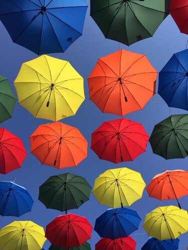 Pluie de Parapluies von Gaël Poirier, Druck kaufen auf Singulart