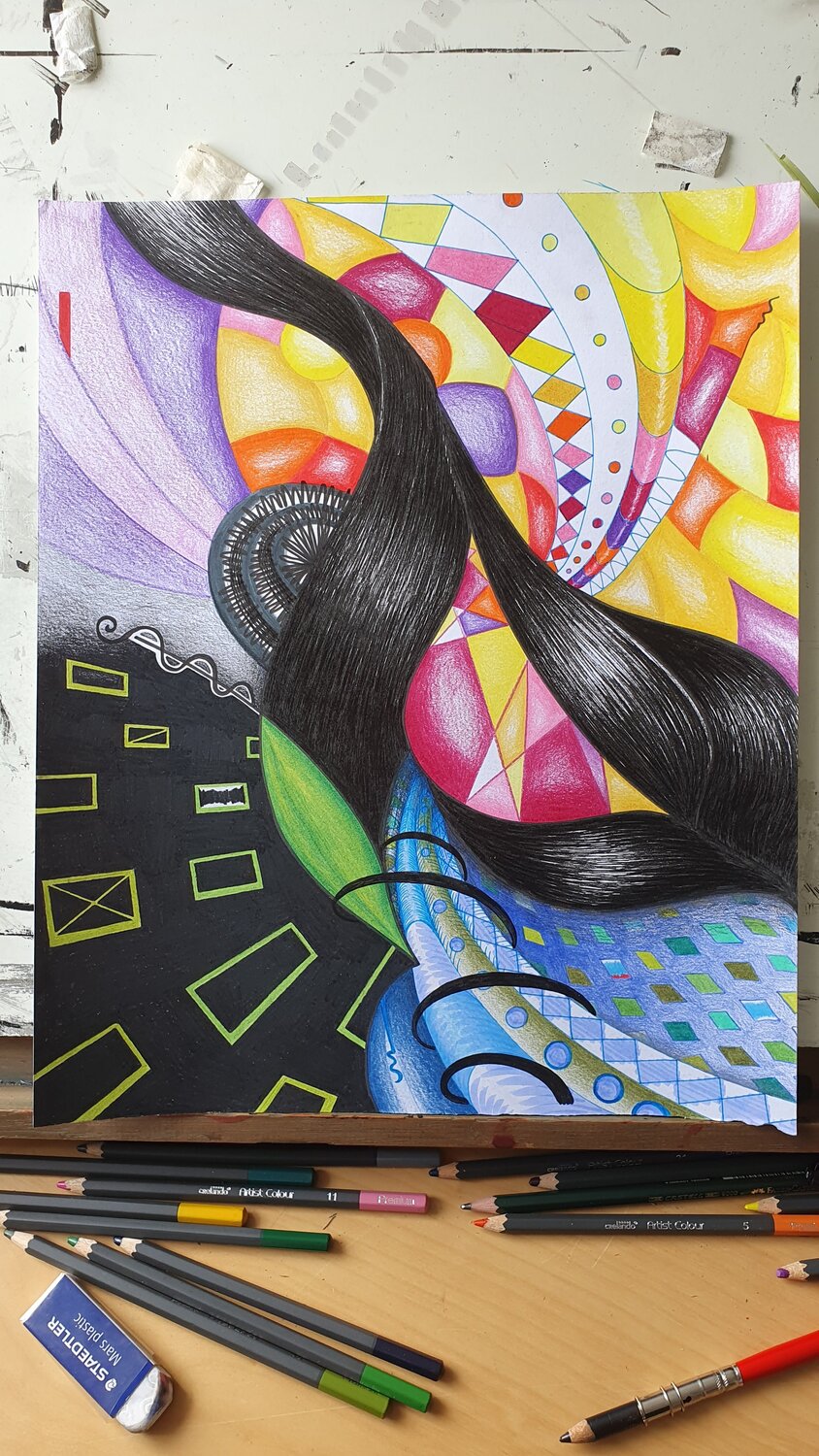 Juicy - Ulrike Basner - Felt, Colored Pencil on Paper, image size:844x1500