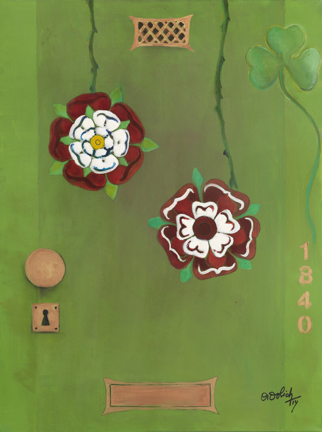 Verde, rosa Tudor y trebol NELIDA DIDOLICH