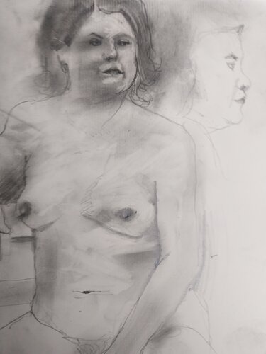 Etude Modele Vivant -Fanny by Grégory GENG, Drawing for Sale on Singulart