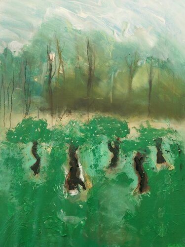 Les pommiers en fleurs du jardin des Robinet de Grégory GENG, Pintura a la venta en Singulart