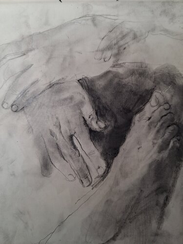 Etude Modele Vivant -mains/pied di Grégory GENG, Disegno in vendita su Singulart