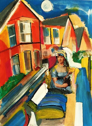 Jane Austen, Salisbury Road di Sean Bw Parker, Pittura in vendita su Singulart