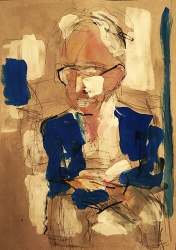 Old Man Reading Solzhenitsyn on the Tube (2025) by Sean Bw Parker, Painting for Sale on Singulart