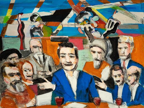 The Last Meeting of the Tech Bros (2026) van Sean Bw Parker, Schilderij te koop op Singulart