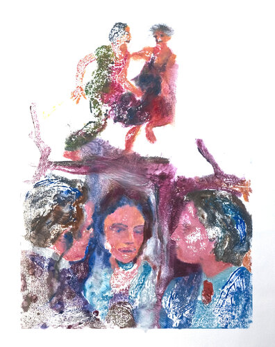 « D’après le film la Nuit américaine, et couple qui danse » par Blandine Lemoine, Œuvre sur papier en vente sur Singulart