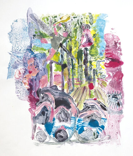 « Jardin d’été et cache -cache de personnages » by Blandine Lemoine, Work on Paper for Sale on Singulart