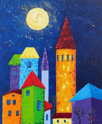 Fairytale City van Liudmyla Riabkova, Schilderij te koop op Singulart