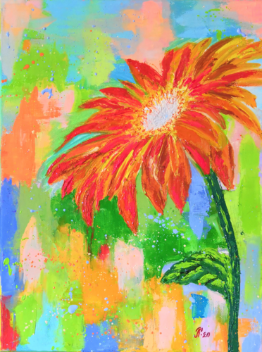 Orange Gerbera von Liudmyla Riabkova, Malerei kaufen auf Singulart