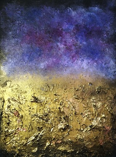 Abstraktes Bild mit Gold van Jessica Leidel, Schilderij te koop op Singulart