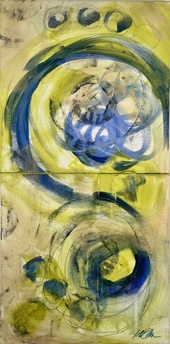 feel the earth wobble? shifting polarizations ~ now we can evolve by Karin Edgett, Painting for Sale on Singulart