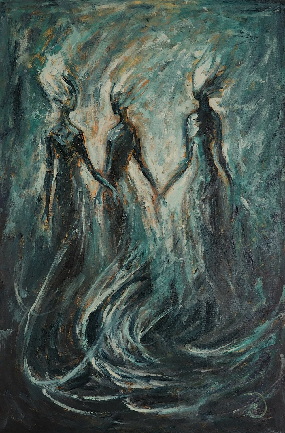 Thanha, Rathi, Raaga (Greed, Lust, Desire) Manu Fine Art Originalgemälde zu verkaufen